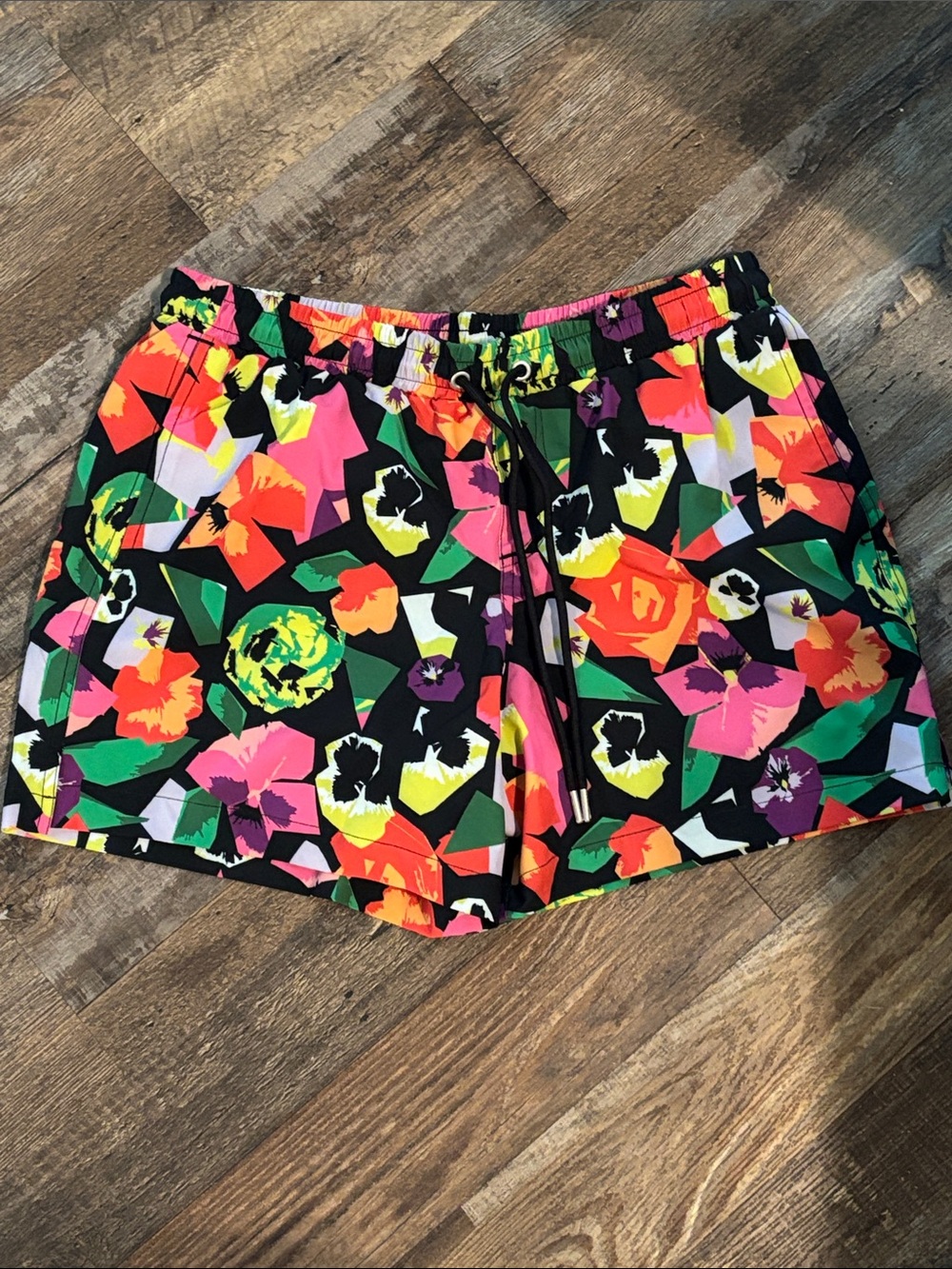 Target Black Floral Athletic Drawstring Shorts - Multicolor